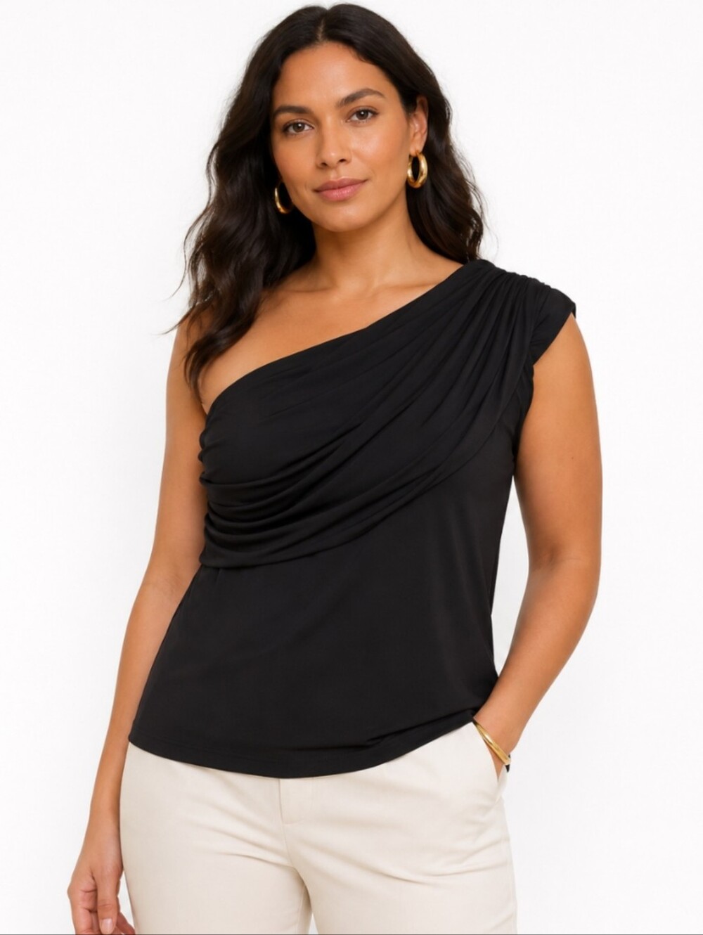Divided H&M Black One Shoulder Top Sz Med